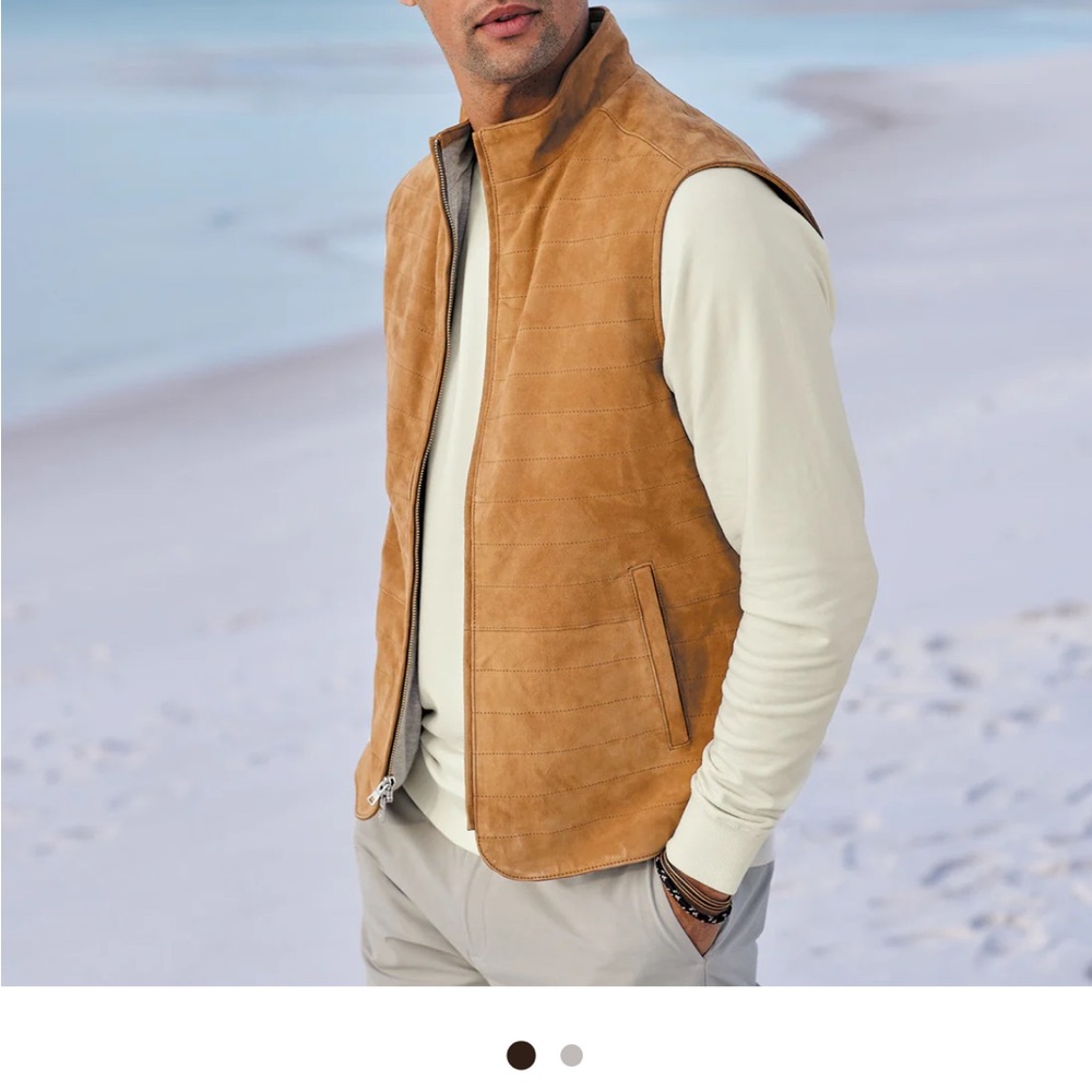 Peter Millar Men's Tan Suede Vest